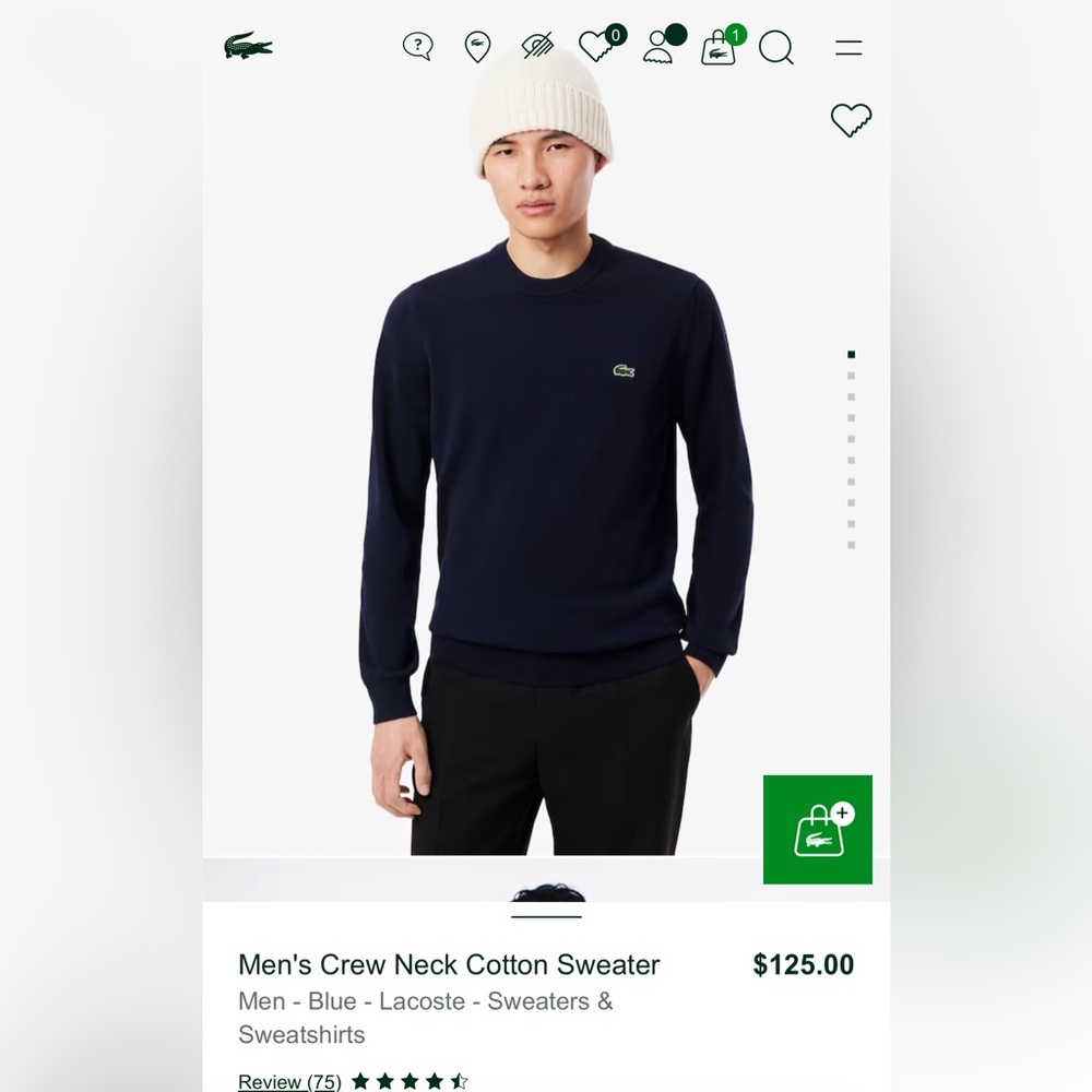 Lacoste Blue Crewneck Sweater Classic Knit Design NAVY BLUE size 3 (small)